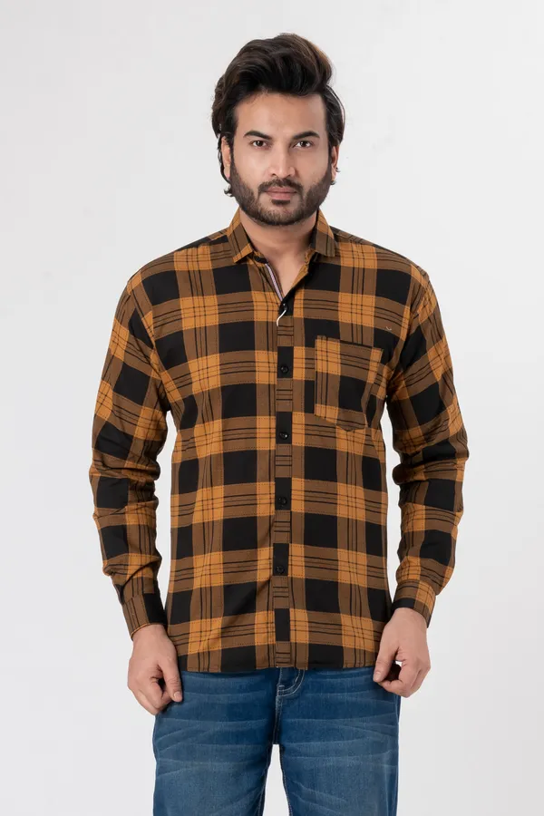 Brown_100%_Cotton_Casual_Shirt_For_Men