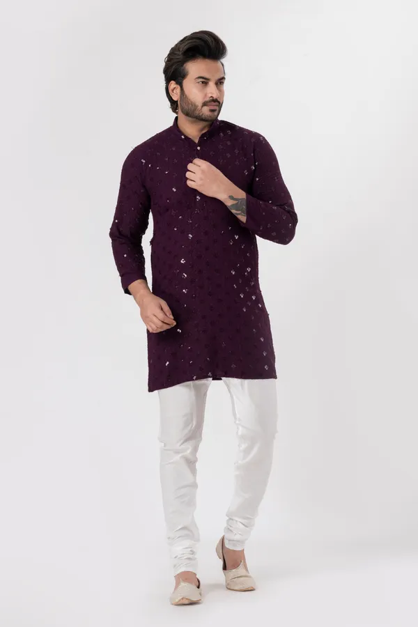 Magenta_Rayon_Casual_Kurta_For_Men