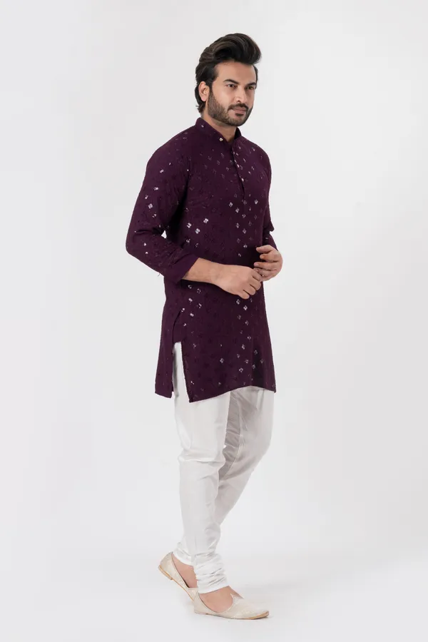 Magenta_Rayon_Casual_Kurta_For_Men
