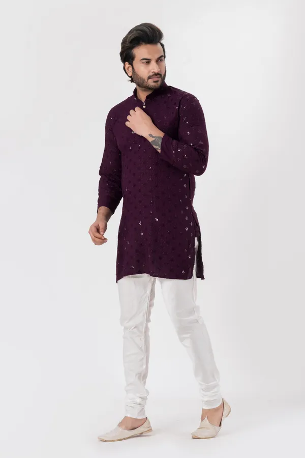 Magenta_Rayon_Casual_Kurta_For_Men