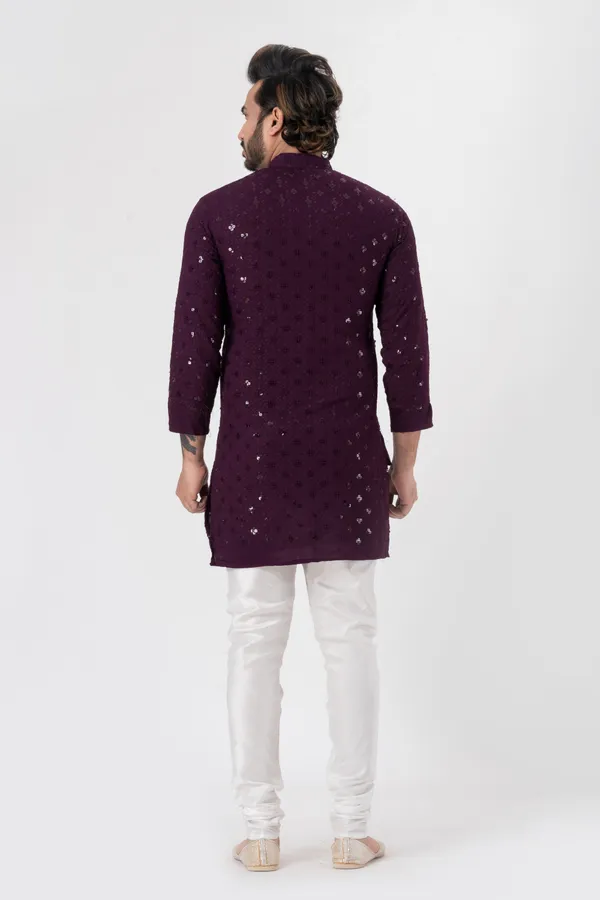 Magenta_Rayon_Casual_Kurta_For_Men