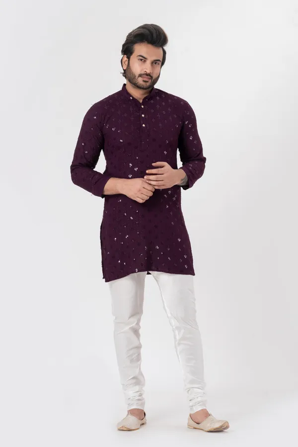 Magenta_Rayon_Casual_Kurta_For_Men