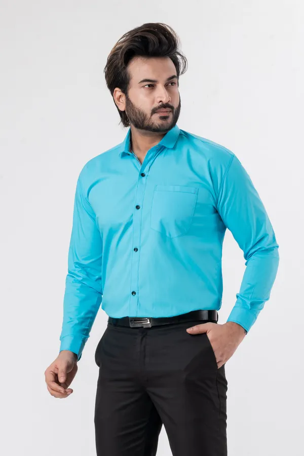 Light_Blue_100%_Cotton_Casual_Shirt_For_Men