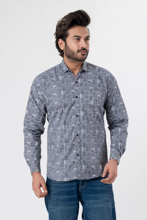 Grey_100%_Cotton_Casual_Shirt_For_Men