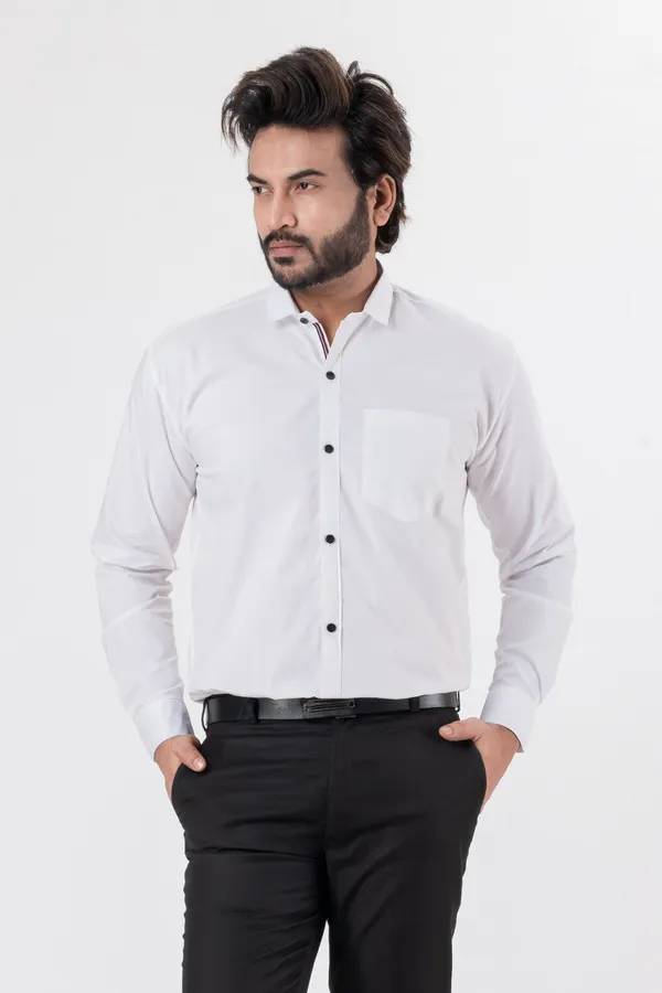 White_100%_Cotton_Casual_Shirt_For_Men