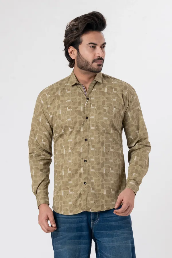 Khaki_100%_Cotton_Casual_Shirt_For_Men