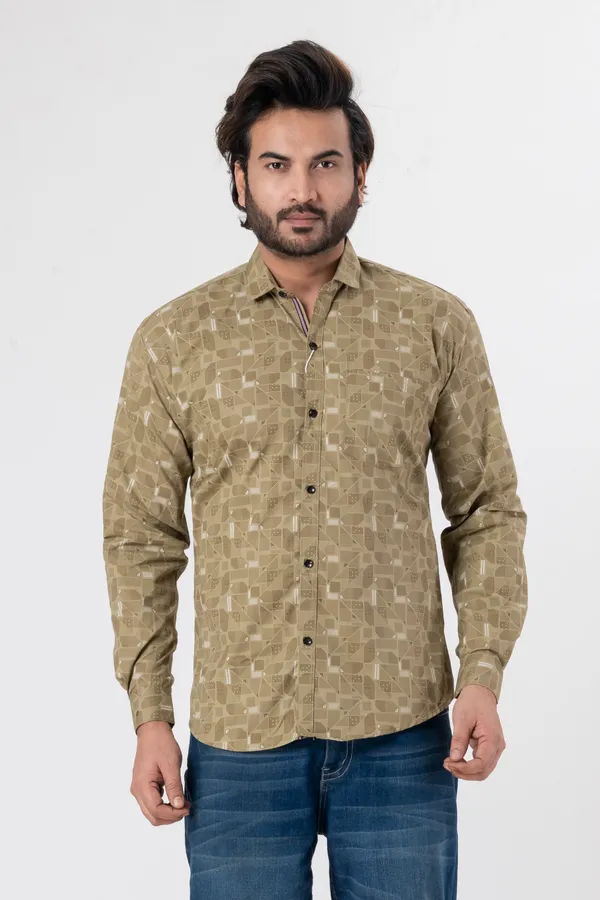 Khaki_100%_Cotton_Casual_Shirt_For_Men