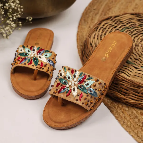 Brown_Synthetic_Leather_Flats_For_Women
