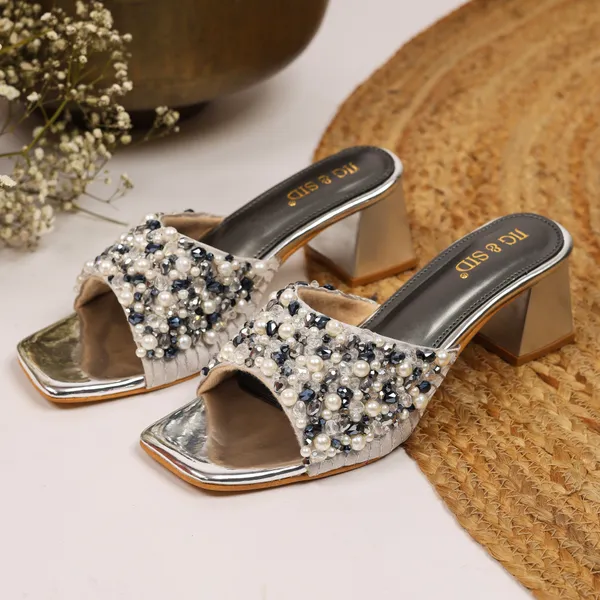 Silver_Synthetic_Leather_Heels_For_Women