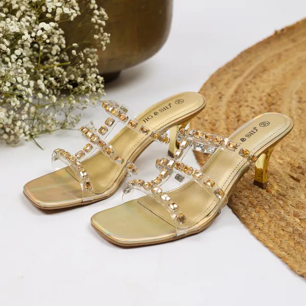 Gold_Synthetic_Leather_Heels_For_Women
