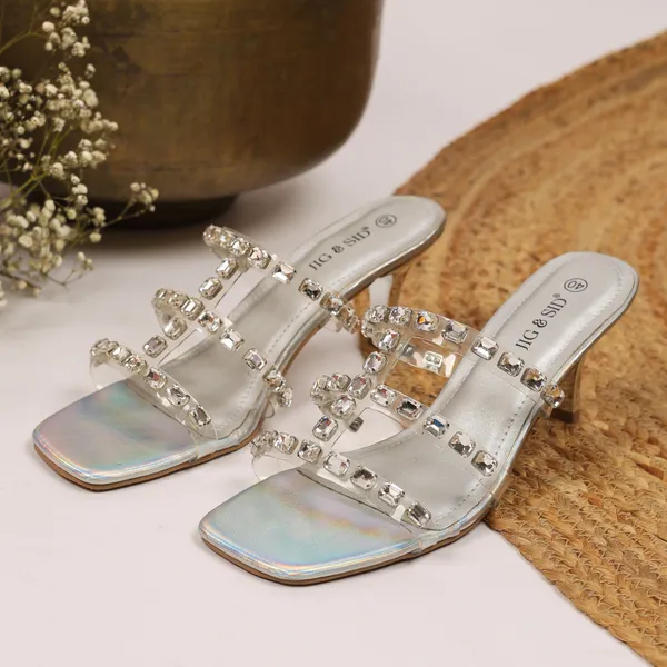 Silver_Synthetic_Leather_Heels_For_Women