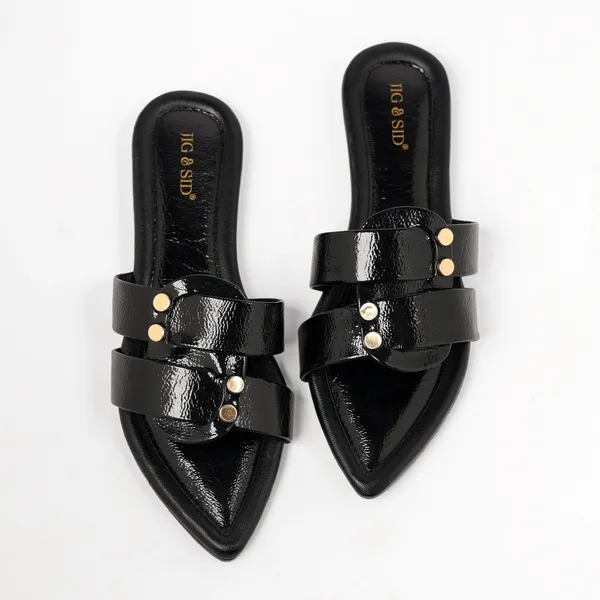 Black_Synthetic_Leather_Flats_For_Women