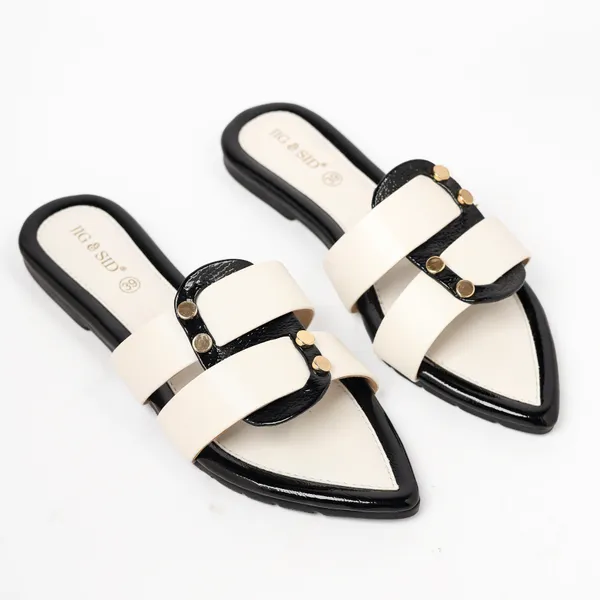 White_Synthetic_Leather_Flats_For_Women