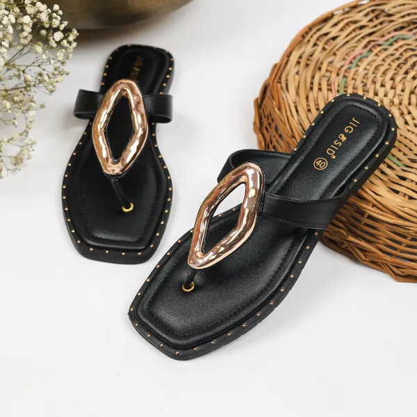 Black_Synthetic_Leather_Flats_For_Women