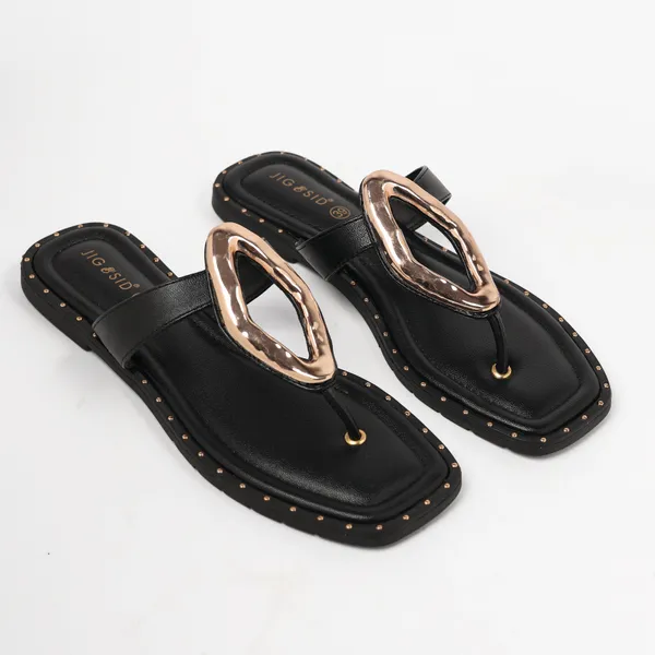 Black_Synthetic_Leather_Flats_For_Women