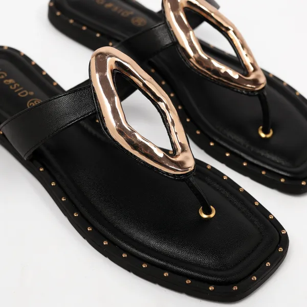 Black_Synthetic_Leather_Flats_For_Women