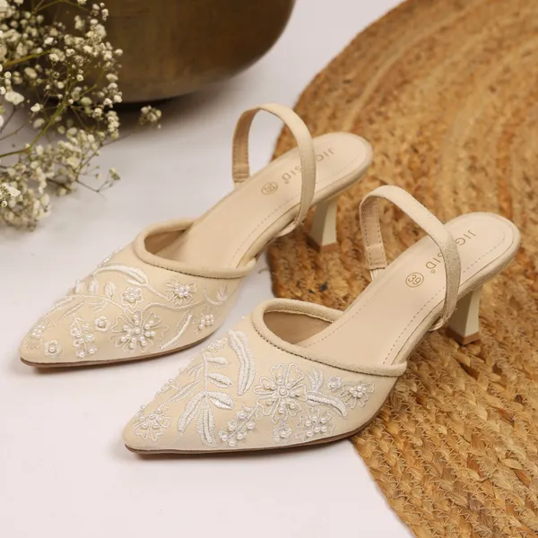 White_Synthetic_Leather_Heels_For_Women