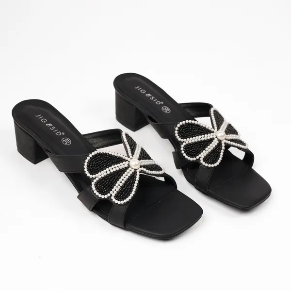 Black_Synthetic_Leather_Heels_For_Women