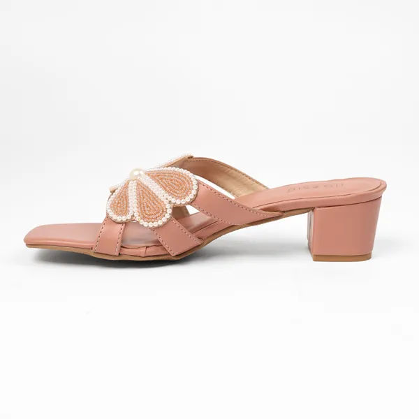 Peach_Synthetic_Leather_Heels_For_Women