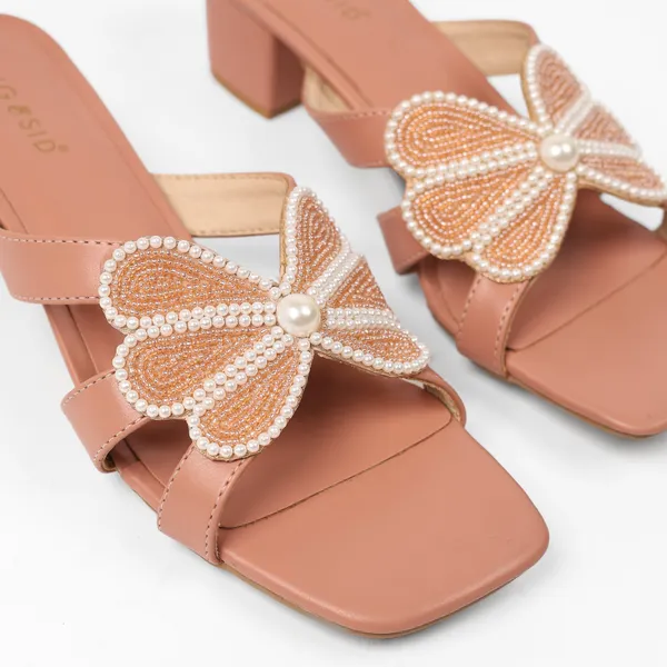 Peach_Synthetic_Leather_Heels_For_Women