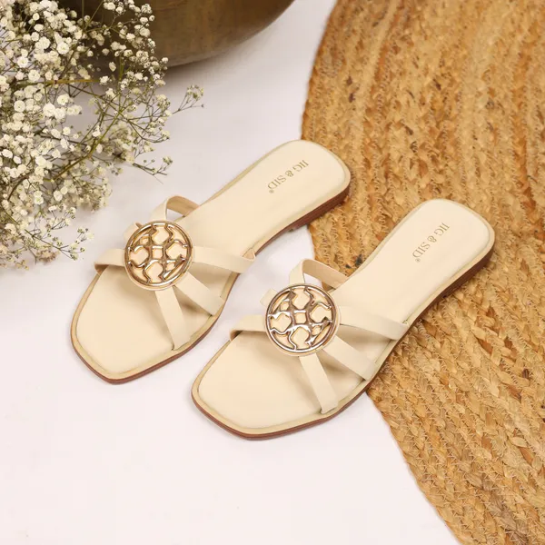 White_Synthetic_Leather_Flats_For_Women