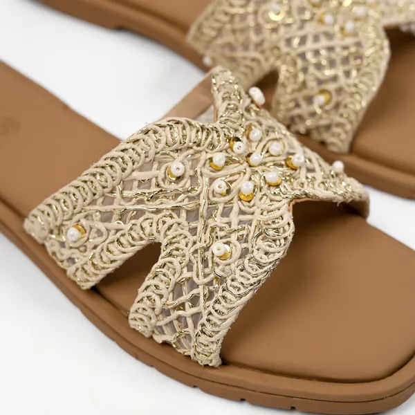 Beige_Synthetic_Leather_Flats_For_Women