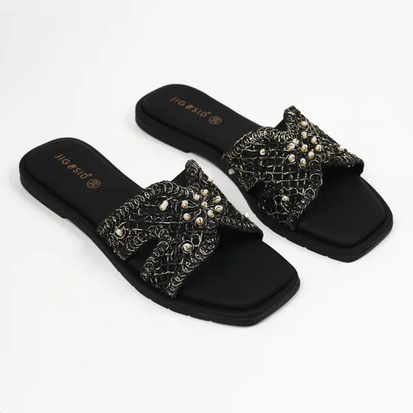 Black_Synthetic_Leather_Flats_For_Women