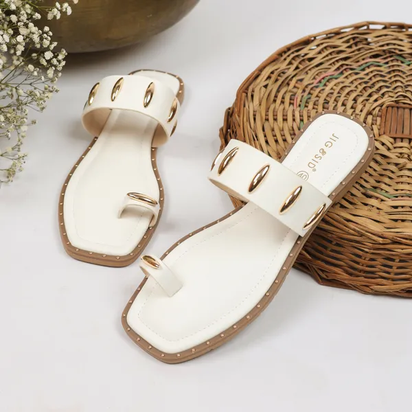 White_Synthetic_Leather_Flats_For_Women