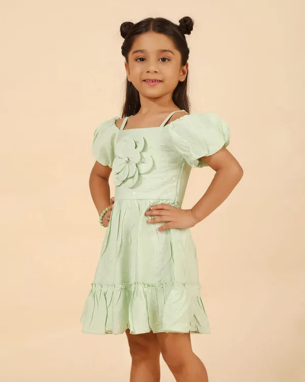 Green_Cotton_Poly_Premium_Dress_For_Girls