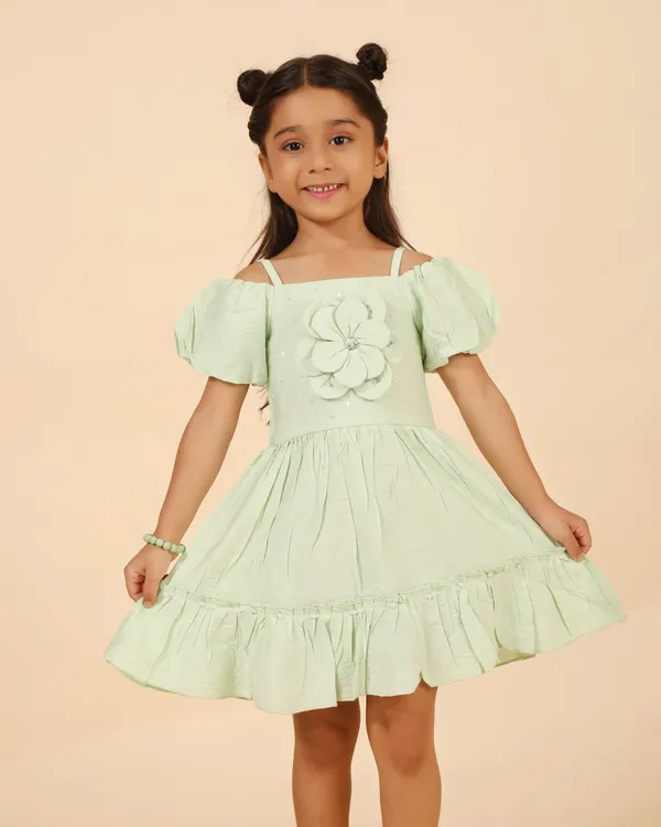 Green_Cotton_Poly_Premium_Dress_For_Girls