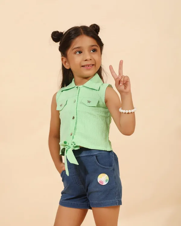 Green_Cotton_Blend_And_Denim_Premium_Two_Piece_Set_For_Girls