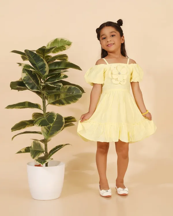 Yellow_Cotton_Poly_Premium_Dress_For_Girls