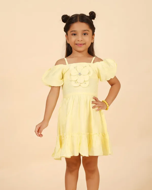 Yellow_Cotton_Poly_Premium_Dress_For_Girls