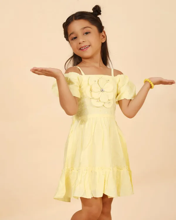Yellow_Cotton_Poly_Premium_Dress_For_Girls