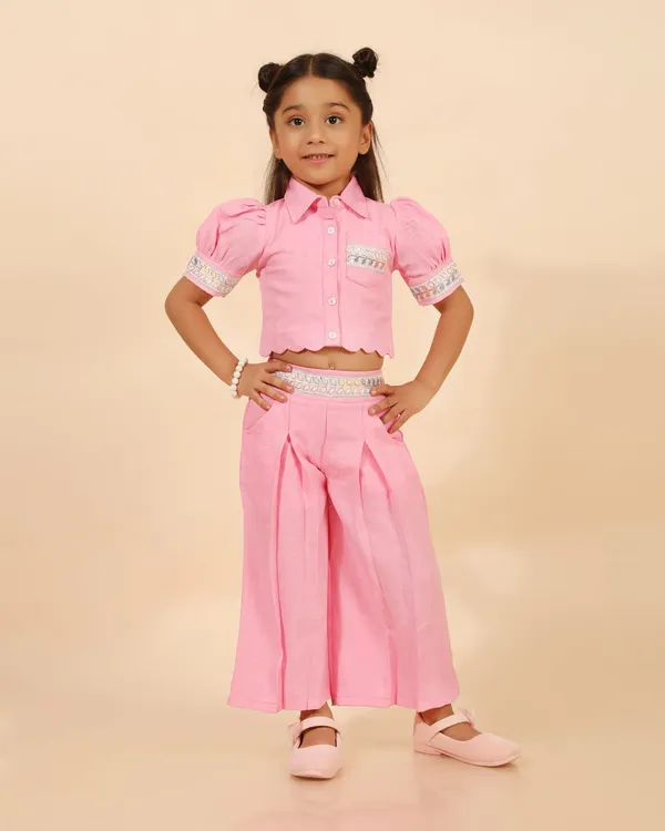 Pink_Linen_Premium_Coord_Set_With_Wide_Leg_Pants_For_Girls