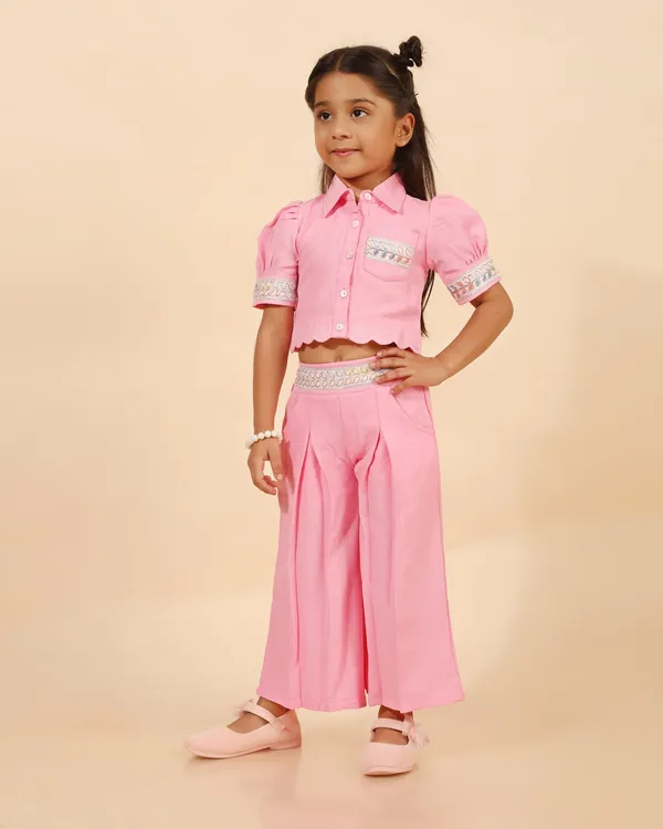 Pink_Linen_Premium_Coord_Set_With_Wide_Leg_Pants_For_Girls