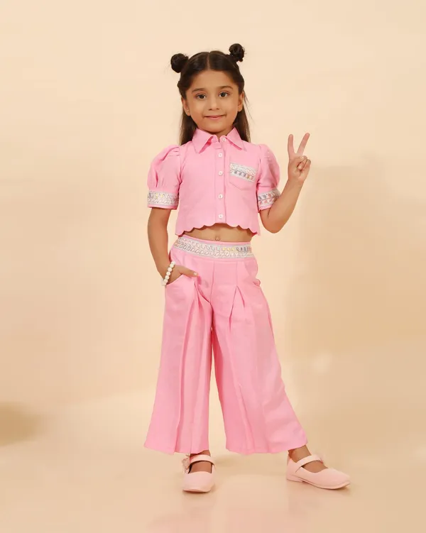 Pink_Linen_Premium_Coord_Set_With_Wide_Leg_Pants_For_Girls