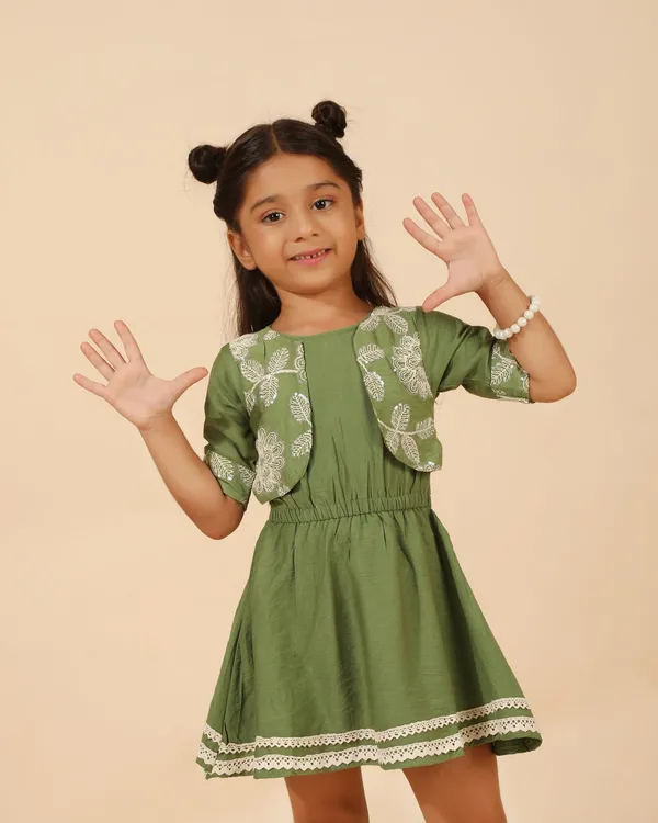 Green_Cotton_Blend_Premium_Dress_For_Girls