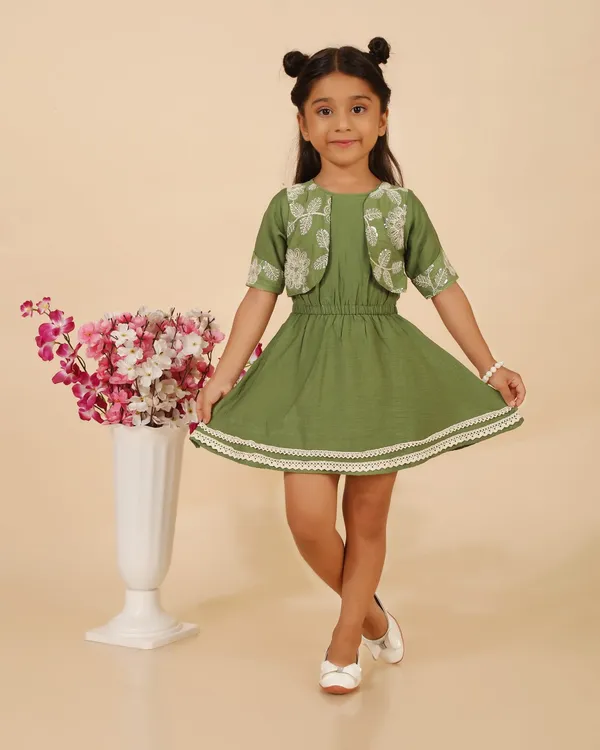 Green_Cotton_Blend_Premium_Dress_For_Girls