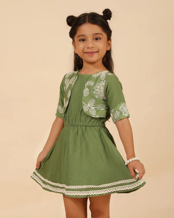 Green_Cotton_Blend_Premium_Dress_For_Girls