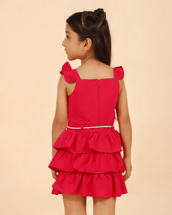 Pink_Cotton_Blend_Premium_Dress_With_Waist_Tie_For_Girls