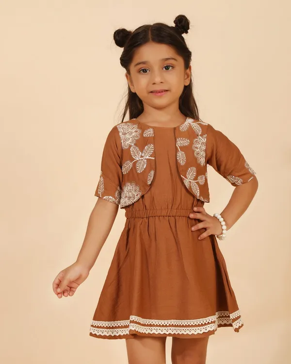 Brown_Cotton_Blend_Premium_Dress_For_Girls