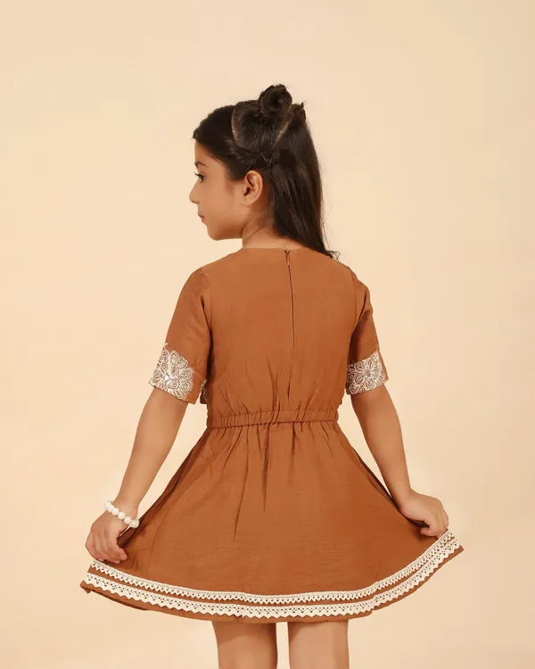 Brown_Cotton_Blend_Premium_Dress_For_Girls