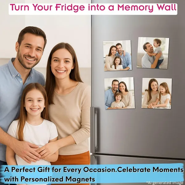 Metal_Personalized_Photo_Fridge_Magnets_Set_Of_4(3X3Inch_&_4X3Inch,Lifetime_No_Colour_Fade,_Glossy,_Waterproof)_|_Customized_Gift_&_Home_Decor