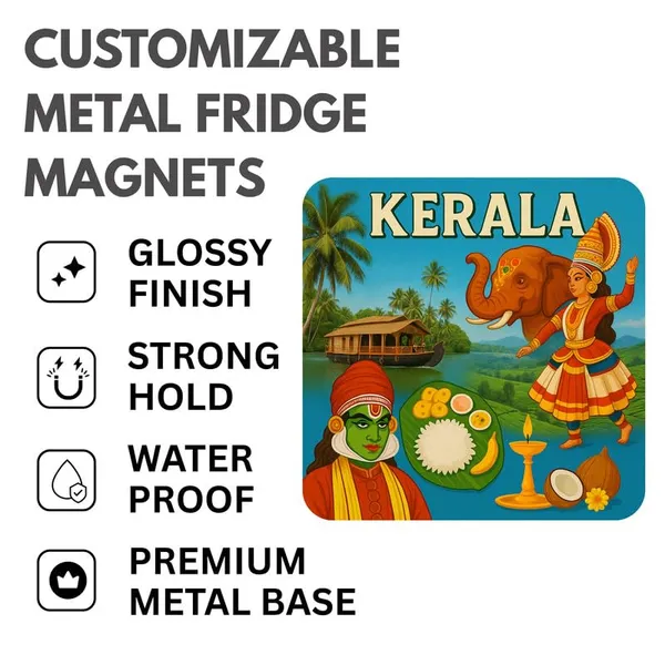 Kerala_Fridge_Magnets-_Set_Of_4Pcs|3_*_3Inch||Metal_Built|No_Colour_Fade|Durable|Unique_Designs|Collectibles|Best_To_Gift|Indian_State|Glossy|_Wardrobe_&_Metal_Surface