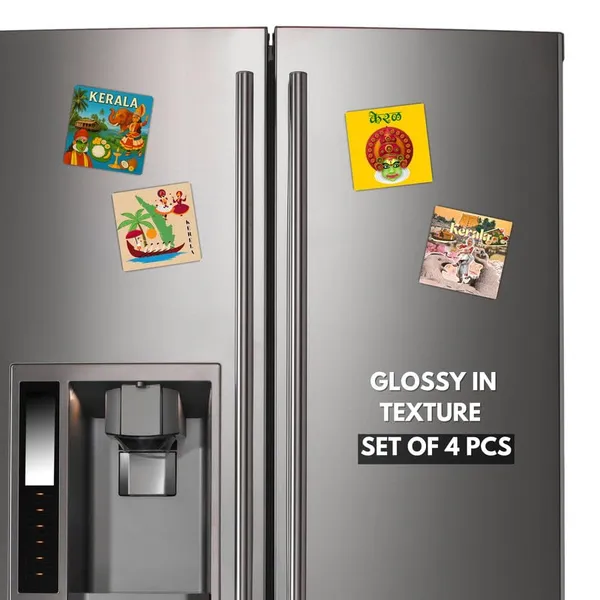 Kerala_Fridge_Magnets-_Set_Of_4Pcs|3_*_3Inch||Metal_Built|No_Colour_Fade|Durable|Unique_Designs|Collectibles|Best_To_Gift|Indian_State|Glossy|_Wardrobe_&_Metal_Surface