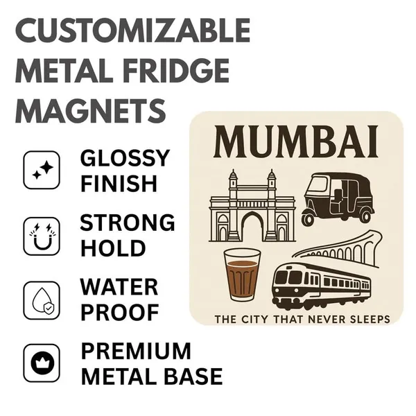 Mumbai_Fridge_Magnets-_Set_Of_4Pcs|3_*_3Inch|Metal_Built|No_Colour_Fade|Durable|Unique_Designs|Collectibles|Best_To_Gift|Indian_State|Glossy|_Wardrobe_&_Metal_Surface