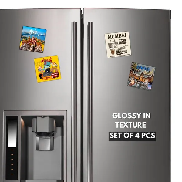 Mumbai_Fridge_Magnets-_Set_Of_4Pcs|3_*_3Inch|Metal_Built|No_Colour_Fade|Durable|Unique_Designs|Collectibles|Best_To_Gift|Indian_State|Glossy|_Wardrobe_&_Metal_Surface