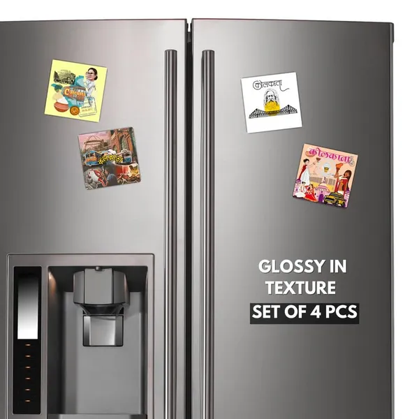 Kolkata_Fridge_Magnets-_Set_Of_4Pcs|3_*_3Inch|Metal_Built|No_Colour_Fade|Durable|Unique_Designs|Collectibles|Best_To_Gift|Indian_State|Glossy|_Wardrobe_&_Metal_Surface