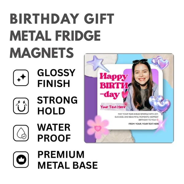 Customized_Birthday_Fridge_Magnet|3X3Inch_Metal_Fridge_Magnet|Custom_Photo_&_Text|Waterproof|Glossy_Finish|No_Colour_Fade_Lifetime|Unique_Birthday_Gift_For_Friends_&_Family|Breeze